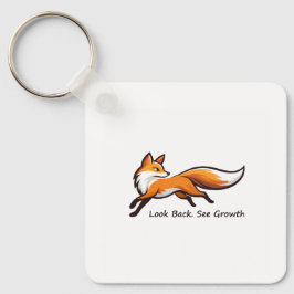 Chaveiro Elegant Running Fox "Look Back.See Growth." Square