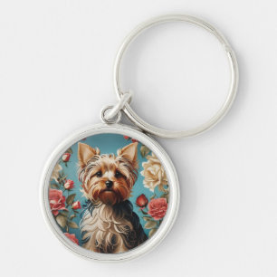 Chaveiro Elegant Yorkshire Terrier Portrait Rosa Garden