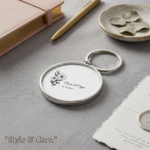 Chaveiro Elegante Arte Botânico Floral em Linha Bouquet de