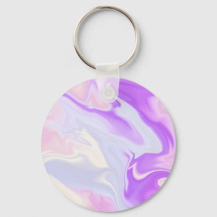 Chaveiro Elegante Azul Roxo Branco Abstrato Aquarela
