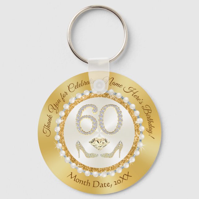 Chaveiro Elegante Barato, 60º Aniversário Favorece uma Mulh (Frente)