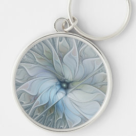 Chaveiro Elegante Beleza Arte Fractal Abstrata Moderna Flor