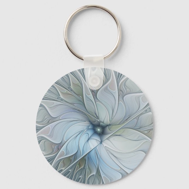 Chaveiro Elegante Beleza Arte Fractal Abstrata Moderna Flor (Frente)