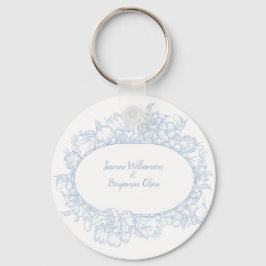 Chaveiro Elegante Casa de Casamento Azul Floral Aberto I