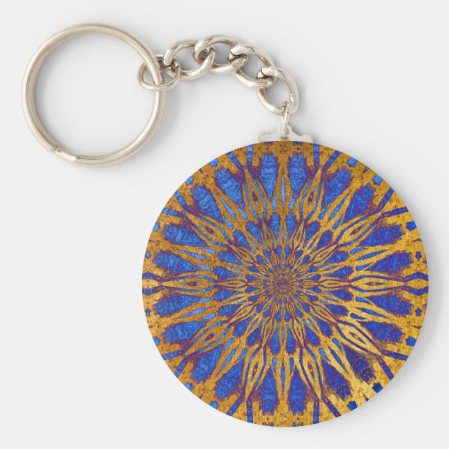 Chaveiro Elegante Clássico Roxo Dourado Mandala Na moda úni (Frente)