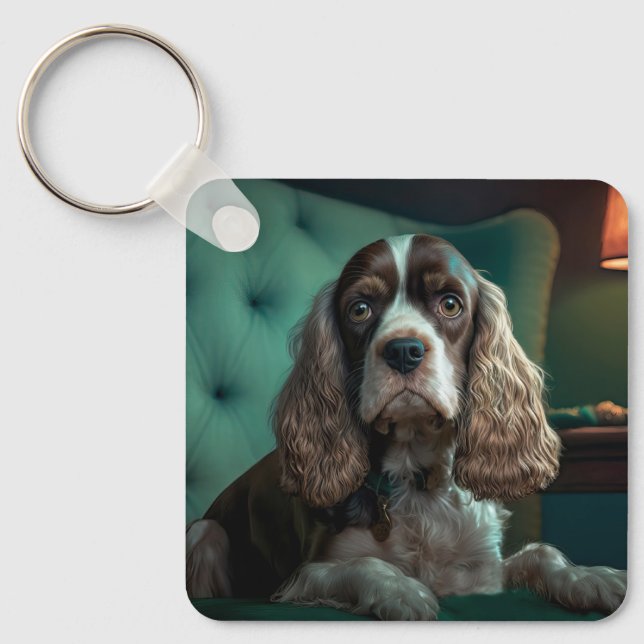 Chaveiro Elegante Cocker Spaniel Classic, Design (Frente)
