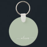 Chaveiro Elegante do Monograma Moderno Minimalista Verde Sa<br><div class="desc">Apresentando nossa Coleção Elegante do Monograma Moderno Minimalista Verde: Elevem sua estética com sofisticação serena e elegância eterno. Nossa coleção mostra designs minimalistas em uma matiz verde tranquila, complementada por monogramas refinados adaptados ao seu estilo pessoal. De papelaria polida a acessórios versáteis, cada peça da nossa coleção é meticulosamente trabalhada...</div>