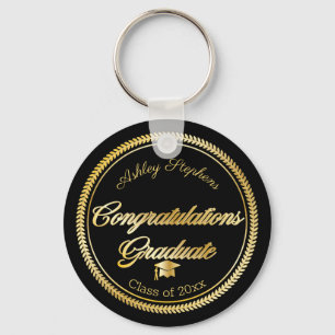 Chaveiro Elegante Dourado Boné de Formando preto Classe d