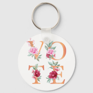 Chaveiro Elegante Flor de Pêssego Feminino Vá Votar