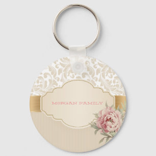 Chaveiro Elegante Floral Damask Rosas Chic