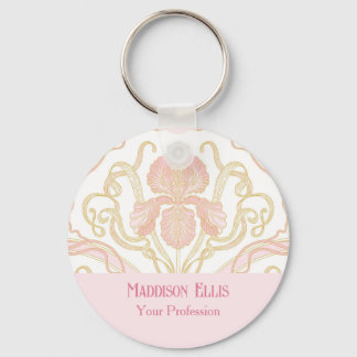 Chaveiro Elegante Floral Rosa Arte Nova Feminina Empresaria
