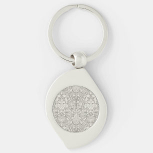 Chaveiro elegante formal brocado de renda damasco branco