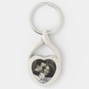 Chaveiro Elegante Foto Única Personalizada e Iniciais de Ca