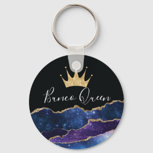 Chaveiro Elegante Garota Glitter Dourada Cown Queen