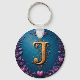 Chaveiro Elegante Letra Dourada J Inspirada no Amor e na Na
