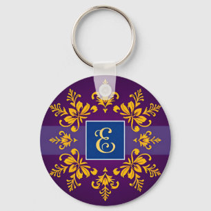 Chaveiro Elegante Letra E Barroca Dourada