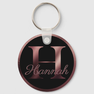 Chaveiro Elegante - Letra Negra H Monograma Metálico Doura