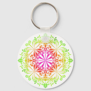 Chaveiro Elegante mandala botânica boho colorida