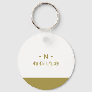 Chaveiro Elegante Monograma Dourado e Cinza I Minimalista E