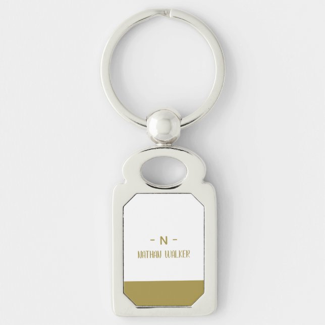 Chaveiro Elegante Monograma em Dourado e Cinza I Minimalist (Frente)