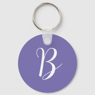 Chaveiro Elegante Monograma Inicial Roxo