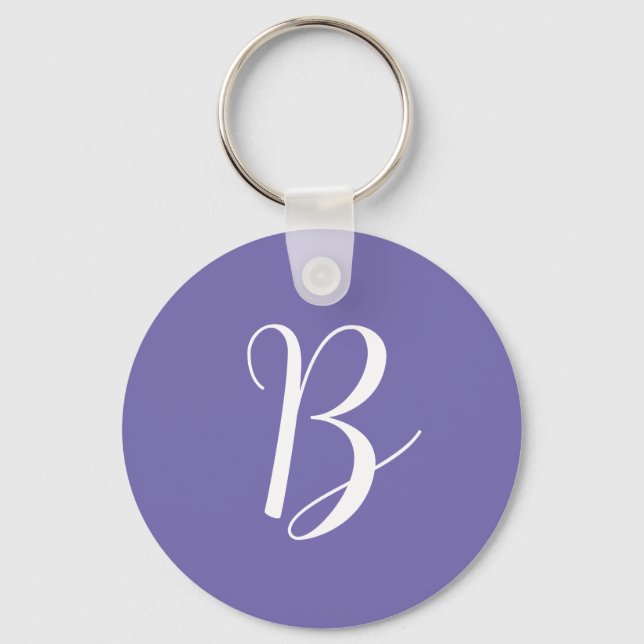Chaveiro Elegante Monograma Inicial Roxo (Frente)