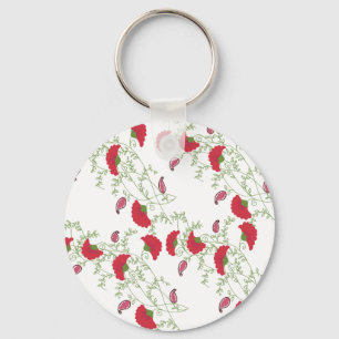 Chaveiro Elegante Motivo de Bordado Floral Vermelho para Ca