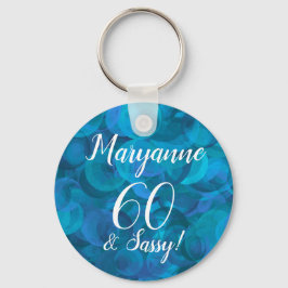 Chaveiro Elegante Ocean Blue 60 e Sassy Birthday Name