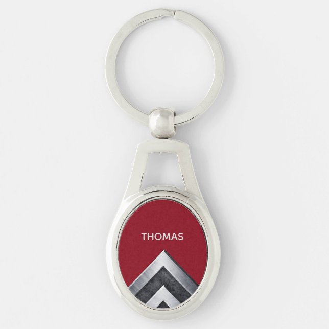 Chaveiro Elegante Padrão de Metal Monogramado (Frente)