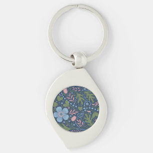 Chaveiro Elegante padrão floral de arte popular botânica vi