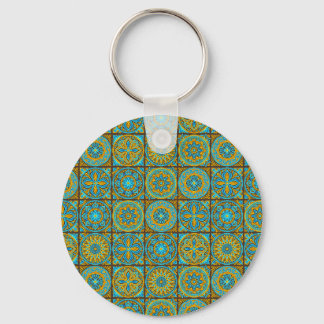 Chaveiro Elegante padrão marroquino verde e marrom