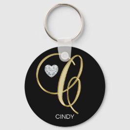 Chaveiro Elegante Personalizado Dourado Monograma C