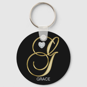 Chaveiro Elegante Personalizado Dourado Monograma G