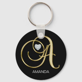 Chaveiro Elegante Personalizado Dourado Monograma - Letra A