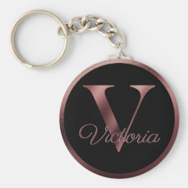 Chaveiro Elegante Personalizado Rosa Dourado Monograma - Le