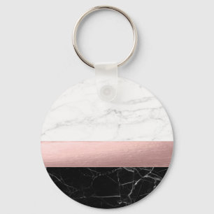 Chaveiro elegante rosa de mármore branco preto claro