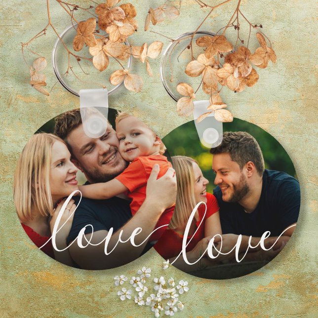 Chaveiro Elegante Roteiro de Amor Foto (Elegant Script Love 2 Photo Keychain)