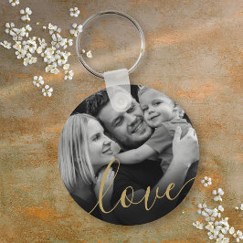 Chaveiro Elegante Roteiro Dourado Amor Preto e Branco Foto