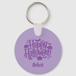 Chaveiro Elegante roxo Nome personalizado Halloween