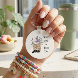 Chaveiro elegante suave chá de boba legal estético