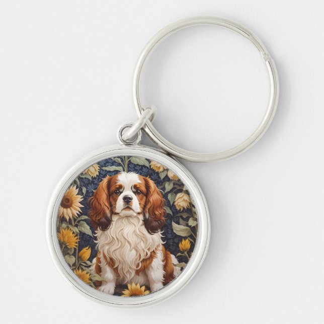 Chaveiro Elegante Sunflower Cavalier King Charles Spaniel (Frente)