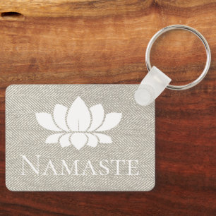 Chaveiro Elegante Taupe Herringbone Namaste White Lotus