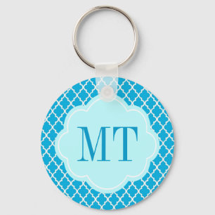 Chaveiro Elegante, tenda, quatrefoil azul aqua