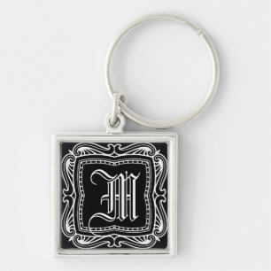 Chaveiro Elegante Vintage Preto Monograma