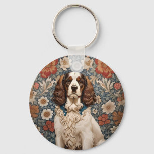 Chaveiro Elegante Vintage Spaniel Em Delicate Floral