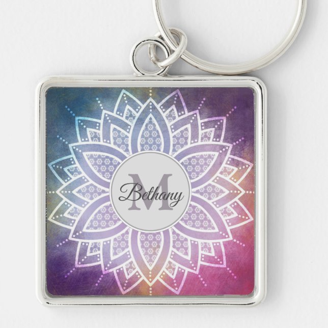 Chaveiro Elegante Zen Mandala Design Personalizado (Frente)
