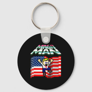 Chaveiro Eleição 2024: Bandeira Americana Mega Man Engraçad
