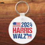 Chaveiro Eleição Americana Donkey Democrata de Harris Walz<br><div class="desc">chaveiro de 2024 Harris Walz com a bandeira americana e o democrata burro vermelho,  branco e azul. Votem em Kamala Harris e Tim Walz para presidente e vice-presidente como candidatos do partido democrático. Legal,  design patriótico.</div>