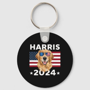 Chaveiro Eleição Kamala Harris 2024 Ouro Retriever Dog U