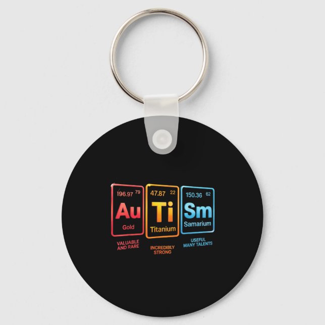 Chaveiro Elemento de Ciência do Autismo Inspirado na Tabela (Frente)